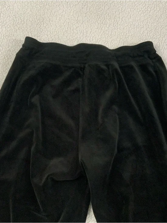 Calvin Klein Velour Pants Women's 1X Black Pull On Elastic Waist Comfy Wide Leg - Picture 7 of 16